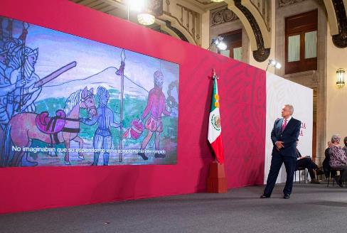 El presidente López Obrador durante la conferencia de hoy.